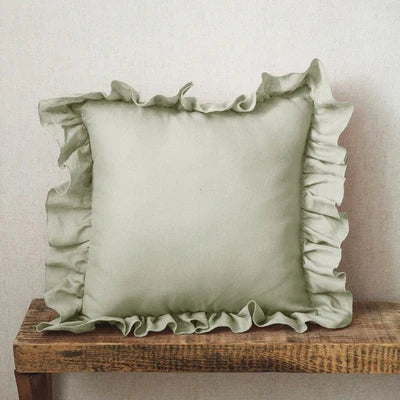 Kissenbezüge und Kopfkissenbezüge aus reinem Leinen mit sanften Volants - Linen Elegance