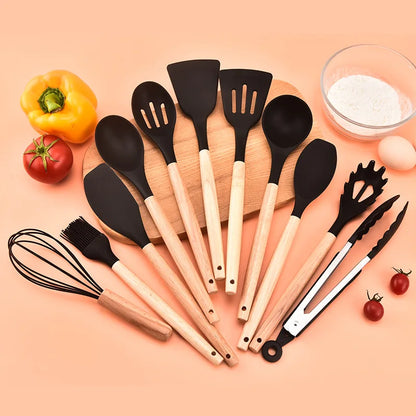 12 Stück Silikon Antihaft Kochutensilien Set