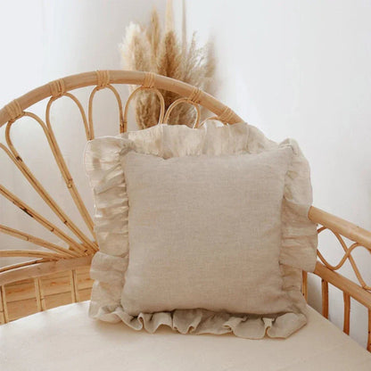 Kissenbezüge und Kopfkissenbezüge aus reinem Leinen mit sanften Volants - Linen Elegance