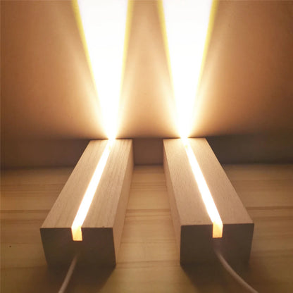 LED Holzlichtanzeige Basis – USB Holzständer für Kristall- und Harzkunst