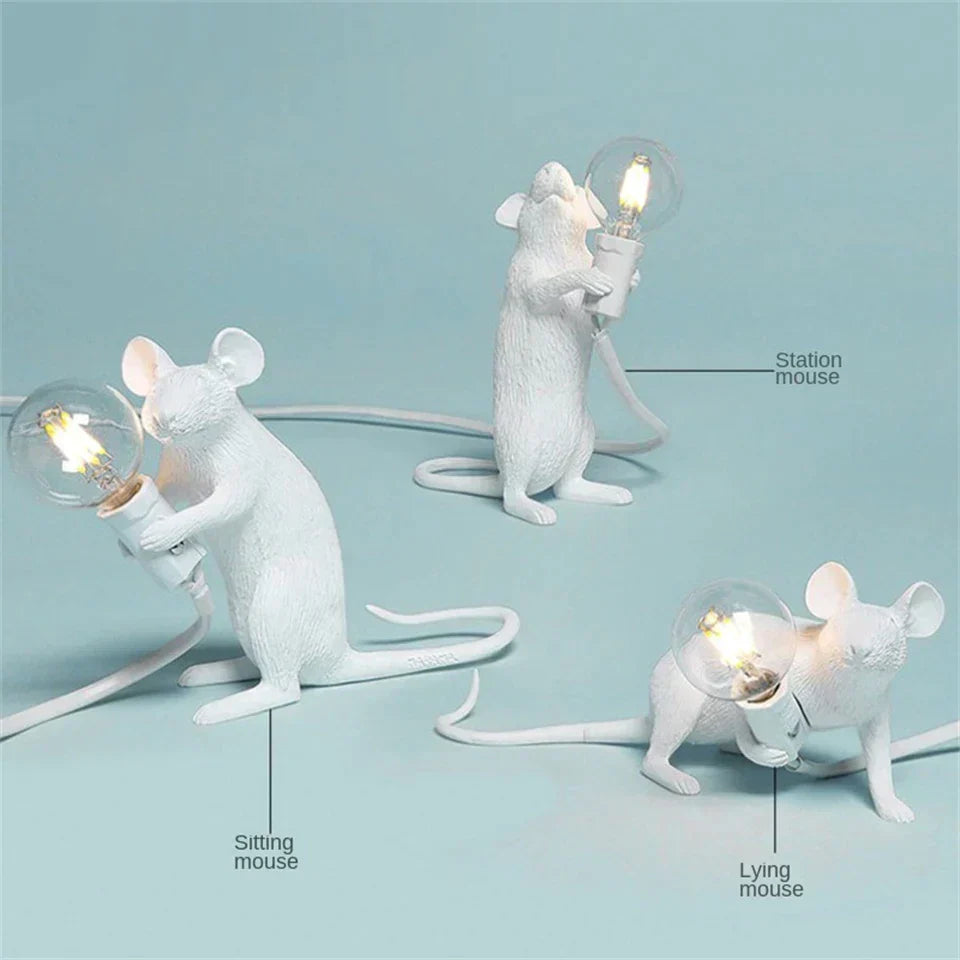 Garduru Moderne LED Tischlampe | Harz Tierdesign | Ratte, Katze & Eichhörnchen | Nachtlicht & Wohnkultur