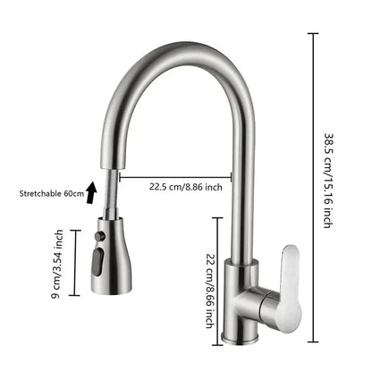 Küchenarmatur mit ausziehbarem Auslauf – Gebürstetes Nickel