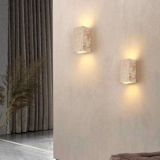Wandleuchte Travertinstein LED Auf Ab