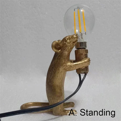 Garduru Moderne LED Tischlampe | Harz Tierdesign | Ratte, Katze & Eichhörnchen | Nachtlicht & Wohnkultur