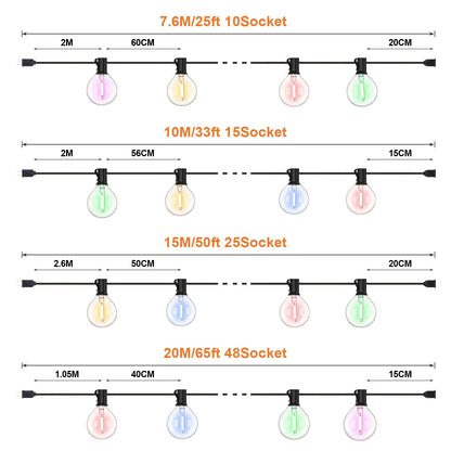 Bunte wasserdichte Außen-Lichterketten