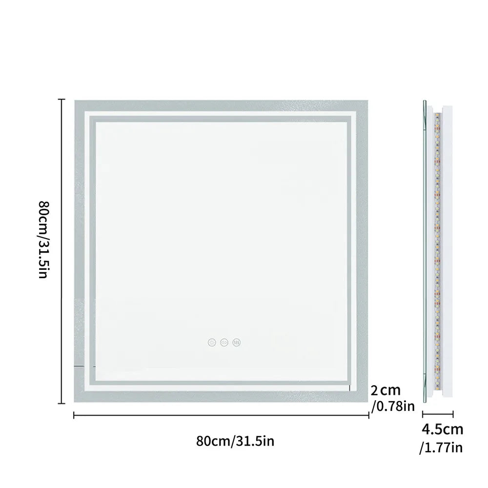 LUVODI Smart Badezimmerspiegel mit Hintergrundbeleuchtung, dimmbarer LED-Beleuchtung, Antibeschlagsystem