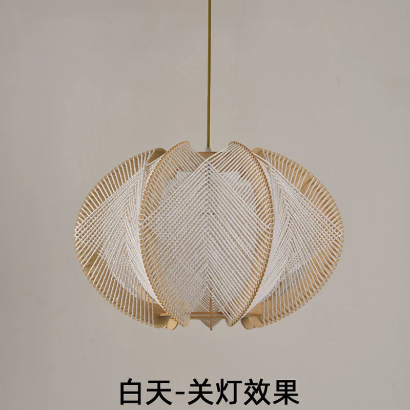 Moderne Holz Hanfseil Pendelleuchte – Retro E27 Lampe für Schlafzimmer und Bar