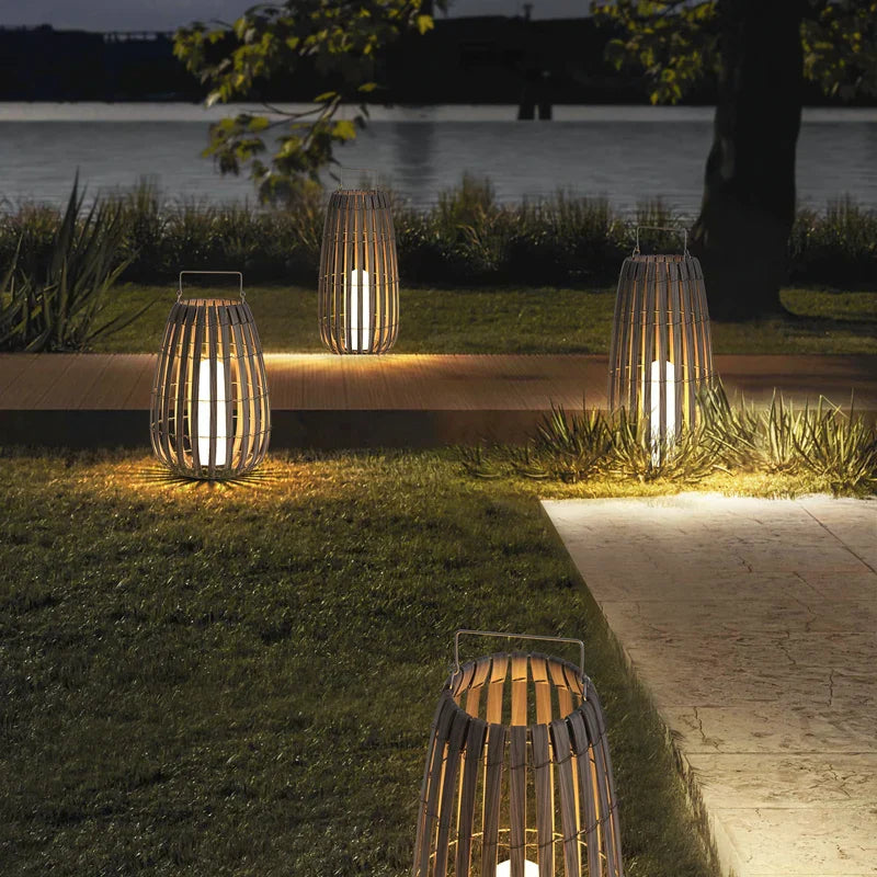 Garduru Garten Rattan Lampe | Umweltfreundliche Solarleuchte | Dekorative Beleuchtung für Außenbereiche