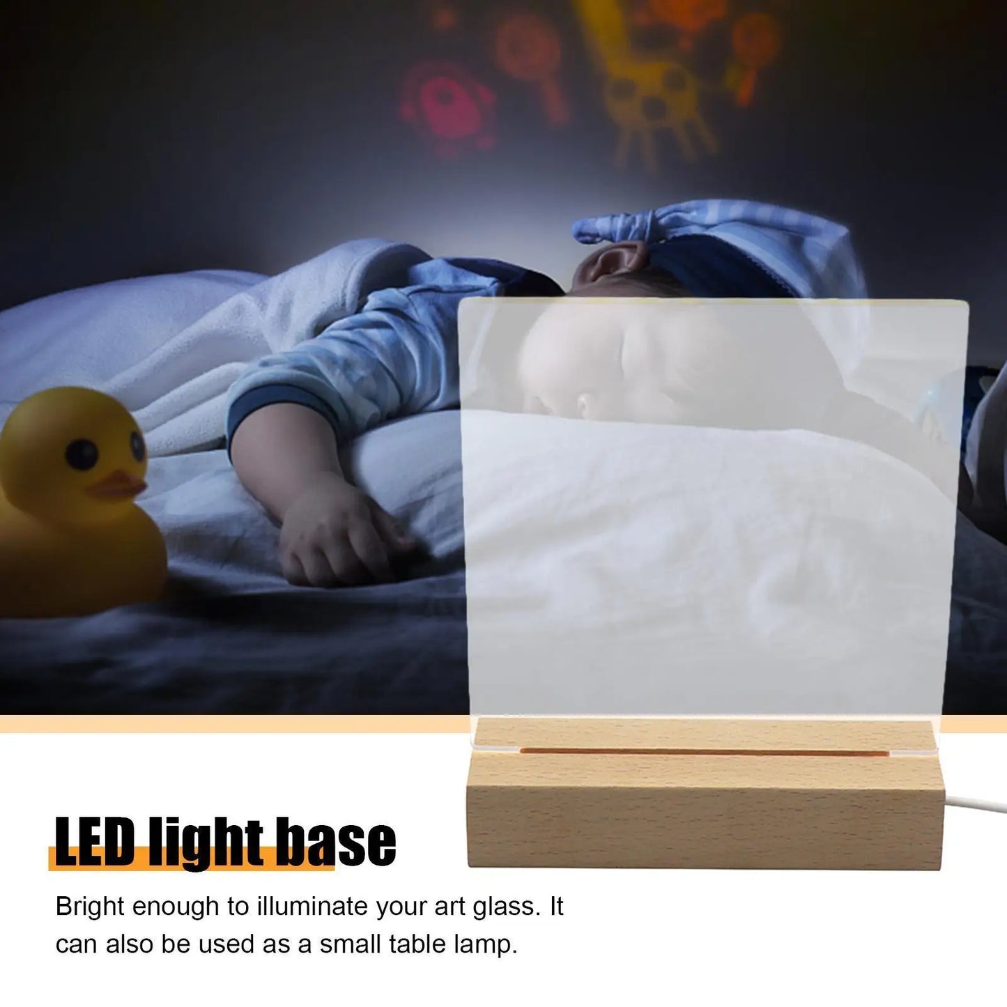 LED Holzlichtanzeige Basis – USB Holzständer für Kristall- und Harzkunst