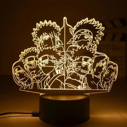 Naruto 3D LED Nachtlampe – Anime Licht mit Kakashi, Sasuke & Naruto