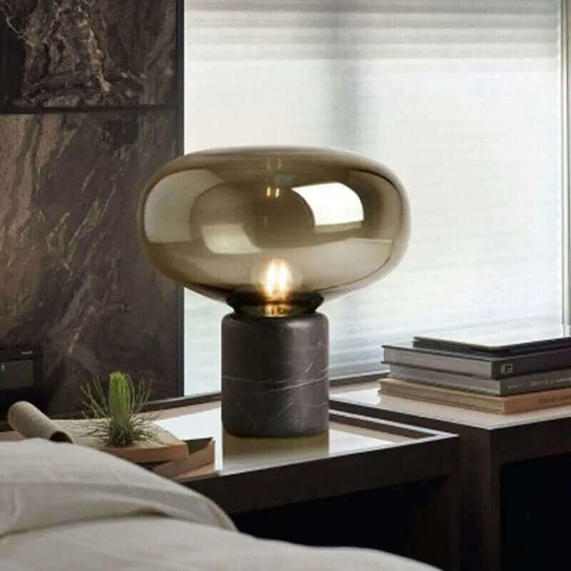 Marmor + Glas Design Tischlampe