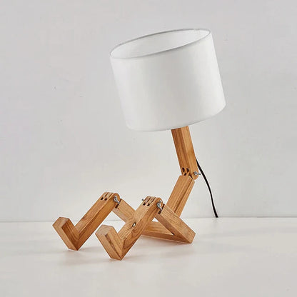 Royelux Holz Roboter Tischlampe – Kreatives Nordisches Design
