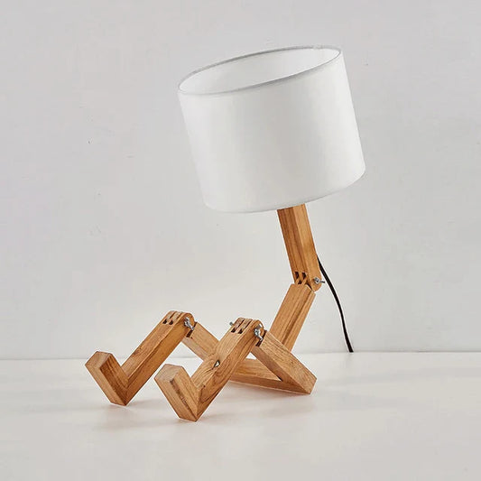 Royelux Holz Roboter Tischlampe – Kreatives Nordisches Design