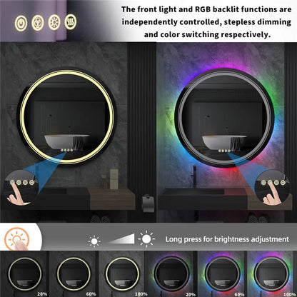 Smart Touch Screen RGB Hintergrundbeleuchtung Badezimmerspiegel Wandspiegel mit LED-Licht