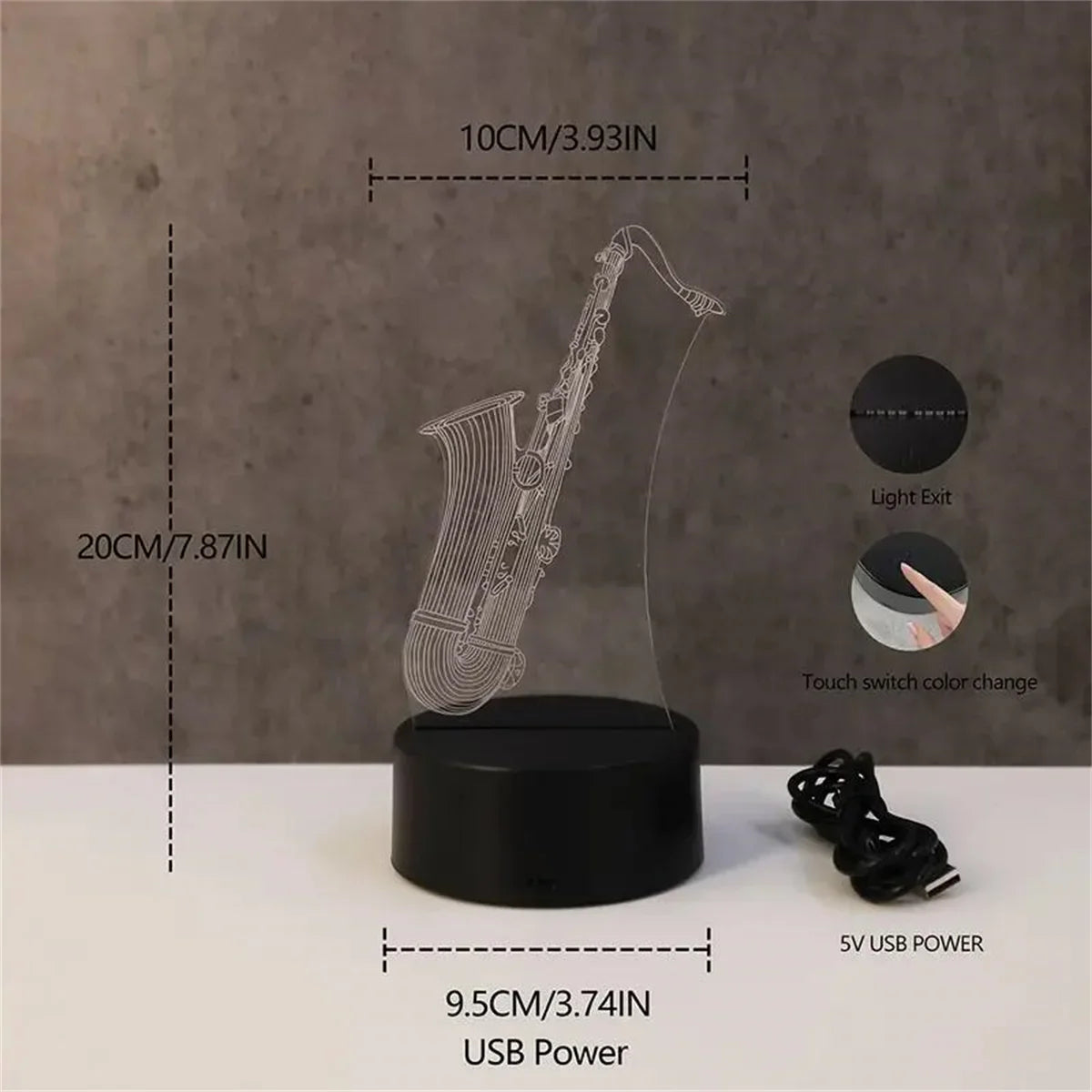 Saxophon 3D Nachtlicht