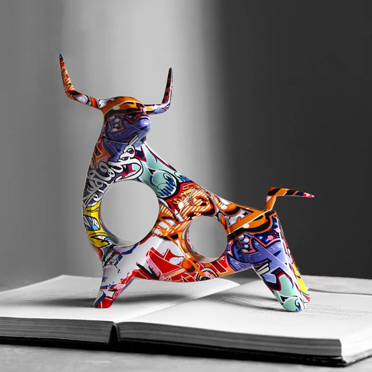 ArtToro – Luxus Stierstatue mit Graffiti-Design für ein modernes Interieur