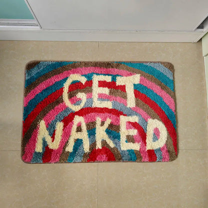 Bunte 'Get Naked' Badematte – Weicher, getufteter Teppich für Badezimmer, Eingang & Wohnzimmer