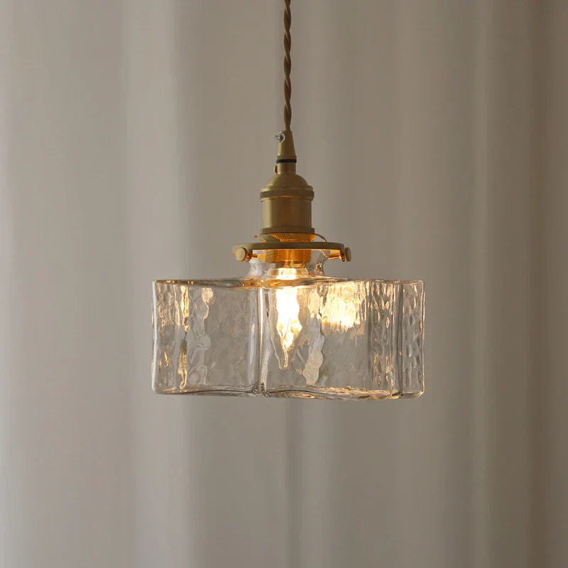 Retro-Moderne Hängeleuchte aus Glas mit goldenem Kabel - Elegante LED-Beleuchtung