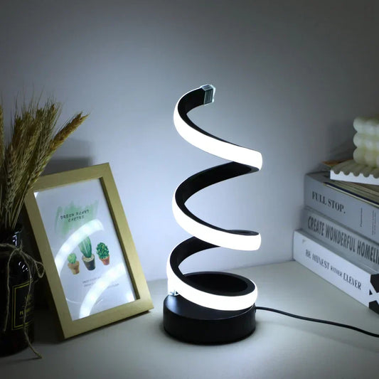 Spiral LED Schreibtischlampe mit einstellbarem Licht und modernem Design