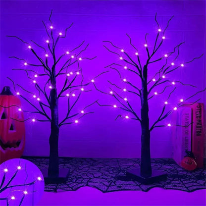 Garduru-schöne LED-Tischlampe für Halloween im Birkenbaum-Design