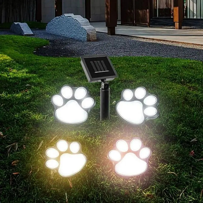 Solarlampe im Pfotenabdruck Design – LED Gartenbeleuchtung in Multicolor für Außenbereich