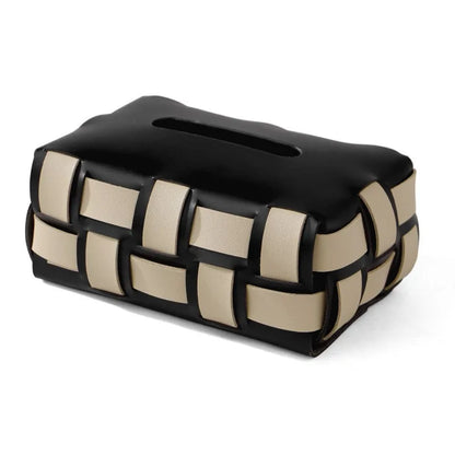Sorrento – Luxus Vegane Leder Taschentuchbox mit Geflecht-Design