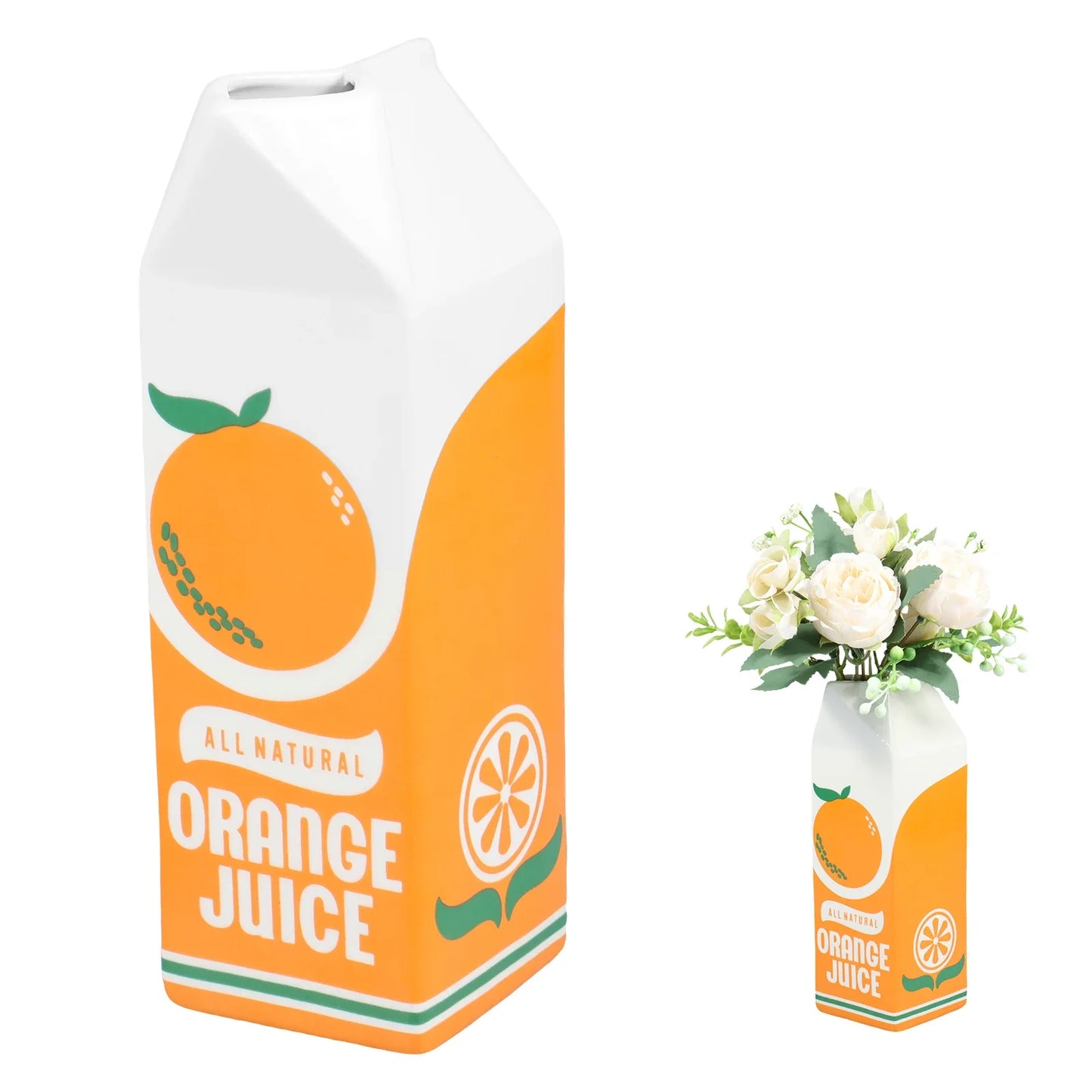 Keramikvase mit Orangensaft