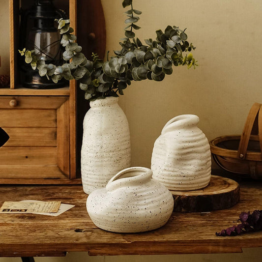 Blumenvase aus Keramik im nordischen Minimalismus-Stil │ Moderner Pflanzenhalter für Zuhause