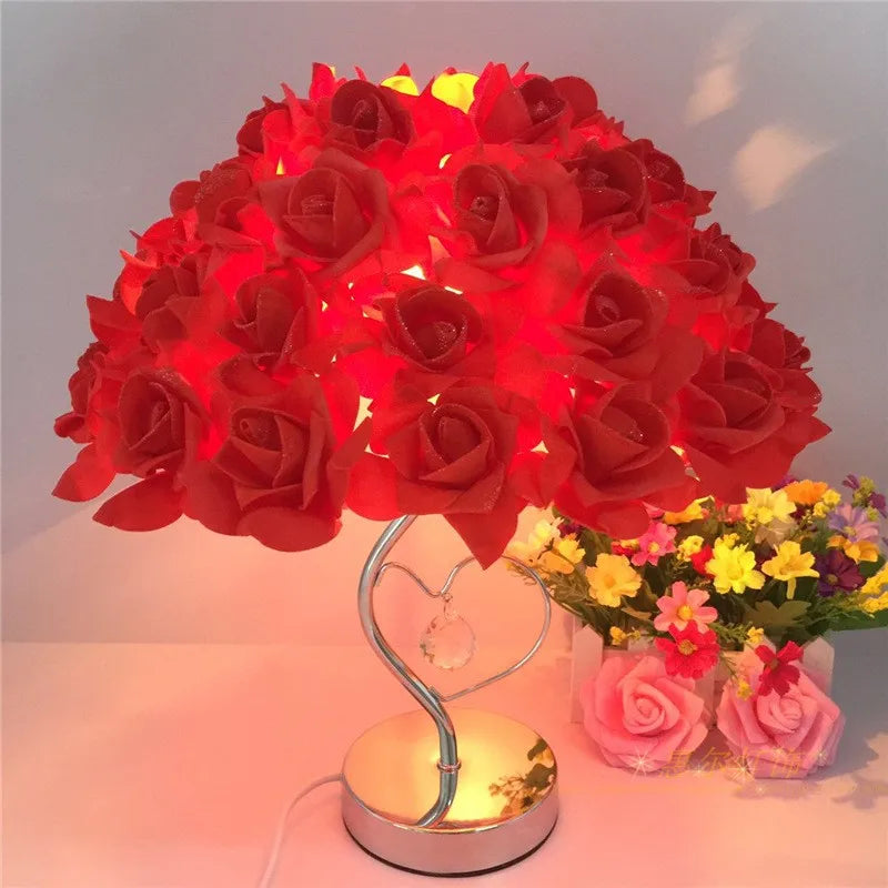 Vintage Pink Rose Schreibtischlampe - Kreative Lampe für Schlafzimmerdekoration