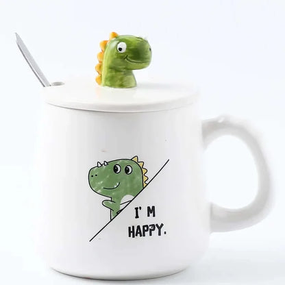 Dinosaur Keramiktasse mit Deckel und Löffel