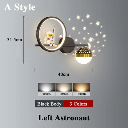 Home Decor Sternprojektor Wandleuchte LED Metallkörper Weltraumstil Kinder Wandleuchte Licht Harz Astronaut Kinderzimmer Modern Lustres