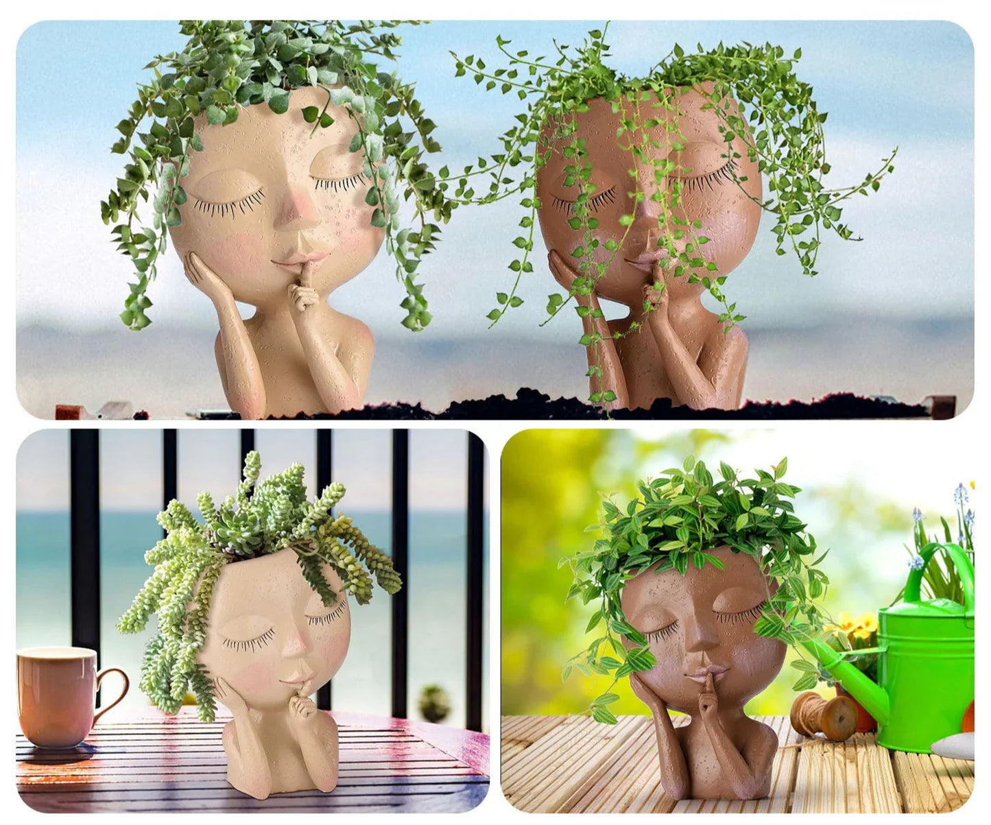 Deko-Blumentopf  – Kreativer Pflanzentopf mit Gesicht für Zimmerpflanzen & Sukkulenten