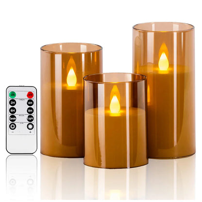 3er Set LED-Teelichter ohne Flamme mit Fernbedienung - Flackerndes Licht für Hochzeiten & Wohnkultur
