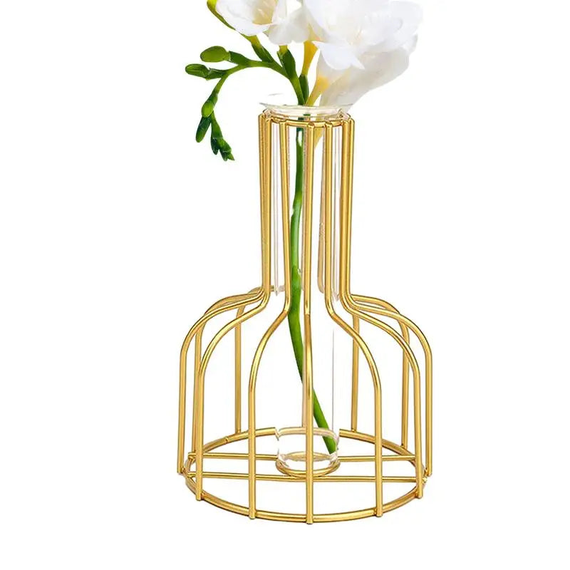 Garduru Goldene Vase | Metall-Käfig-Design | Elegante Dekoration | Perfekt für Zuhause & Büro | Zeitloses Wohnaccessoire