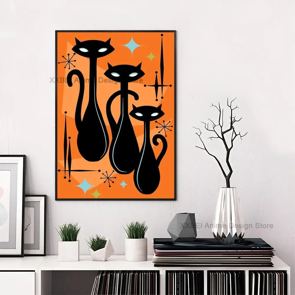 Space-Age Atomic Cat Premium Canvas-Poster