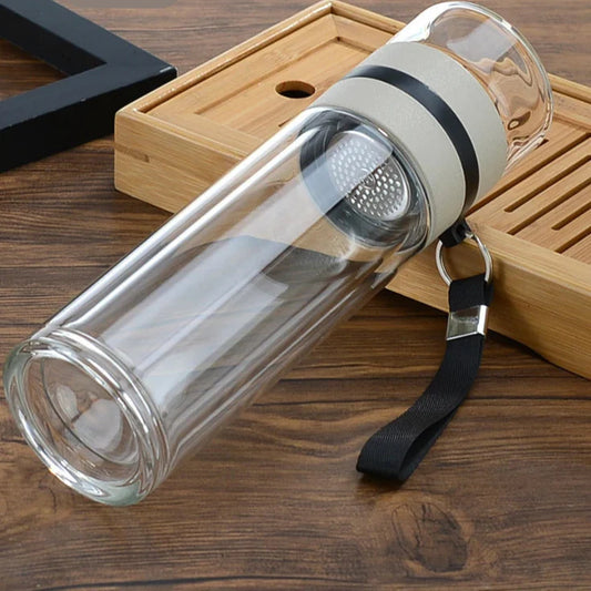 Royelux Glas Teebereiter Flasche – 450ml Doppelwandige Tasse für loser Blatt- und Kräutertees