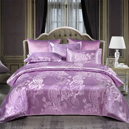 Garduru Satin Rayon Jacquard Bettwäsche 220x240 Sommer Luxus Doppelbett Bettwäsche Set