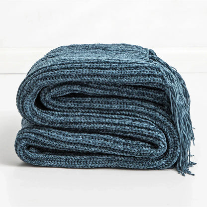 Garduru - Weiche Chenille-Strickdecke für Bett und Sofa