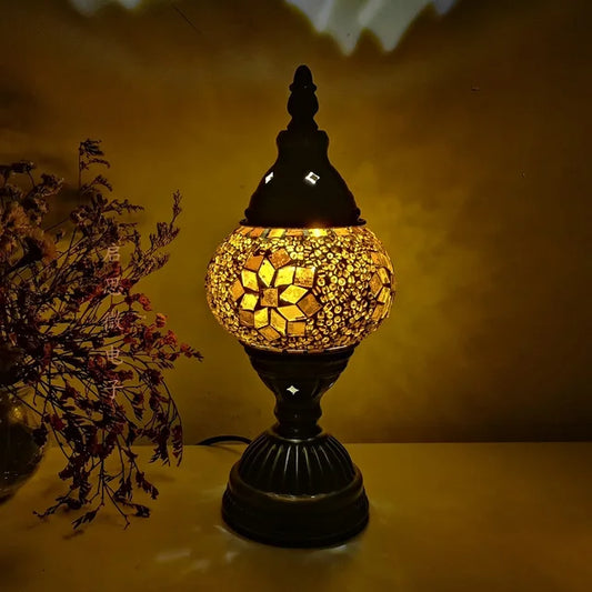 Türkische Mosaik Tischlampe – Handgefertigtes künstlerisches Nachttischlicht