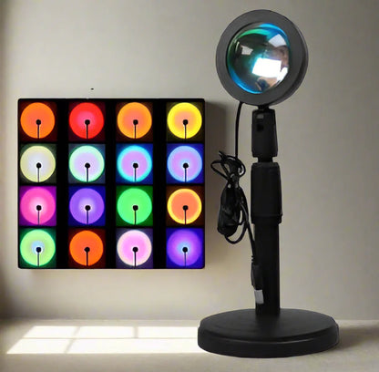 Sonnenuntergang Lampe mit Fernbedienung – 16 Farben & 360° Rotation für ästhetische Stimmungsbeleuchtung