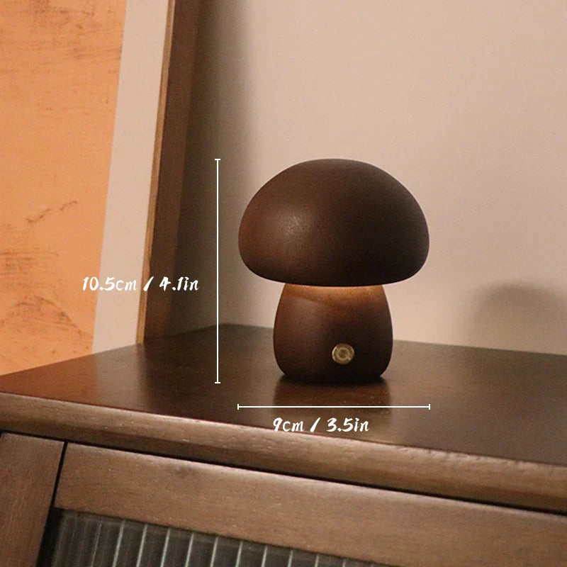 MushroomGlow – Holz Tischlampe mit natürlichem und modernem Design