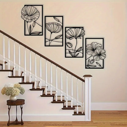 BlossomArt Wanddekoration – Vierteilige Blumenkunst