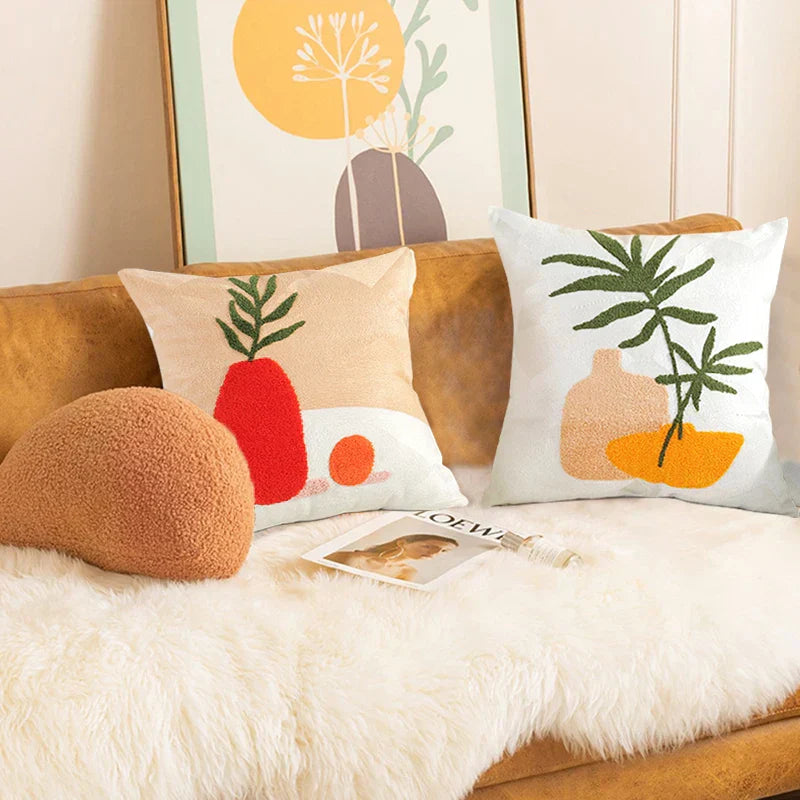 Soléa – Jacquard-Kissenbezug mit raffiniertem Sonnenblumenmuster