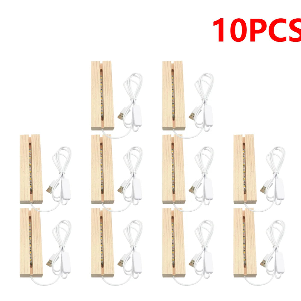 LED Holzlichtanzeige Basis – USB Holzständer für Kristall- und Harzkunst