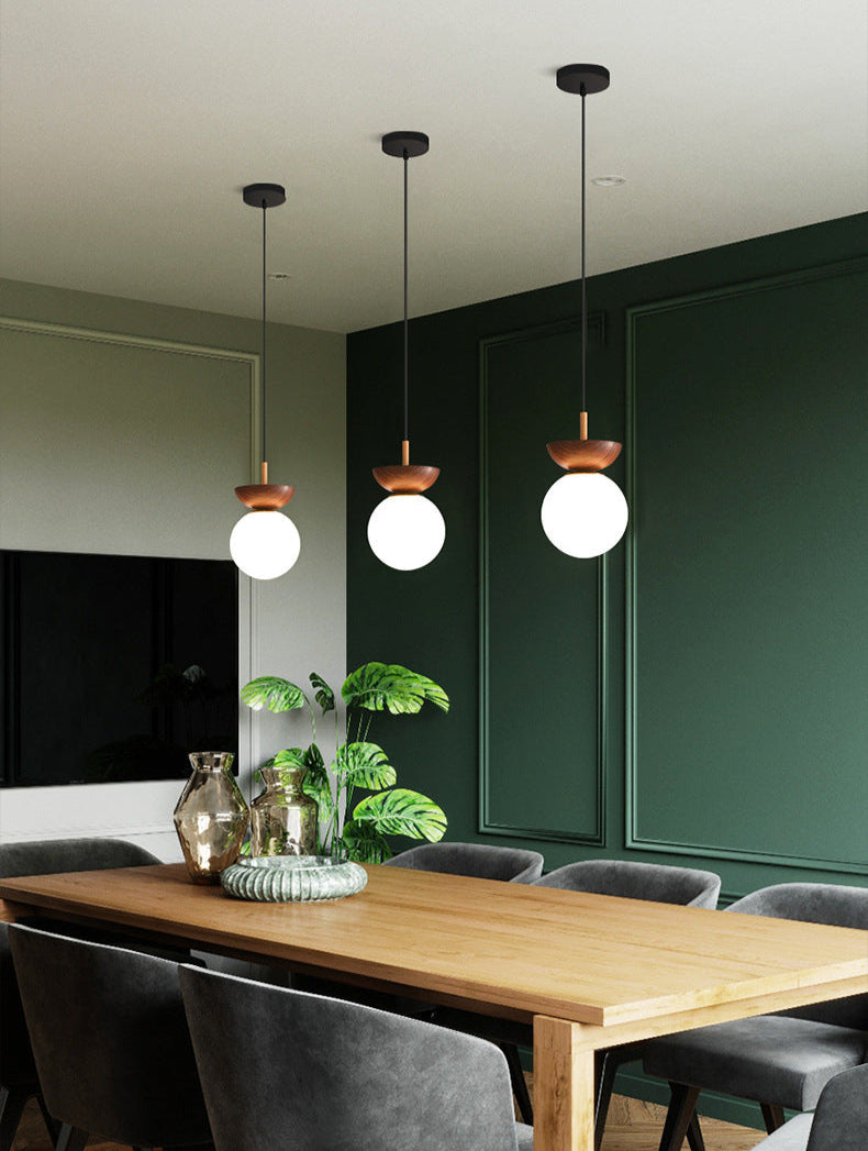 Hängeleuchte – Elegantes Design mit Eisen und Glas – Vintage-Holz-Optik