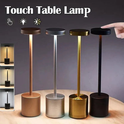 Klassische wiederaufladbare Touch-Tischlampe – stufenlose Dimmung & 3 Farbmodi