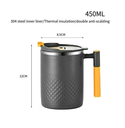 450ml Tragbecher aus Edelstahl mit Griff und Deckel Leckdichtes Design für heiße oder kalte Getränke