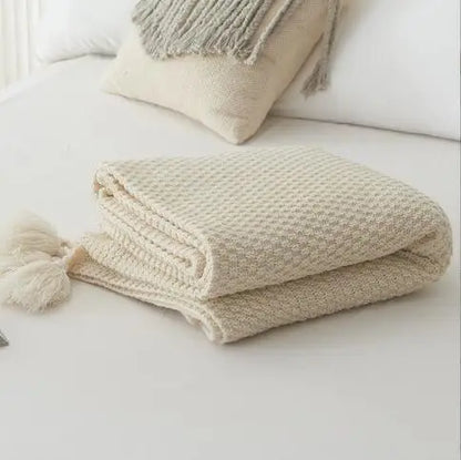 Garduru - Strickdecke mit Fransen für Sofa