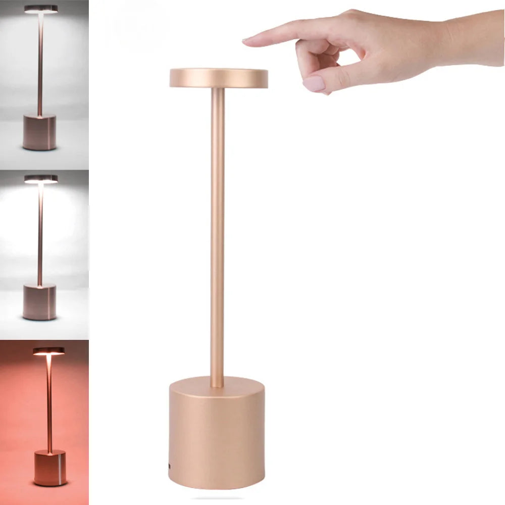 Klassische wiederaufladbare Touch-Tischlampe – stufenlose Dimmung & 3 Farbmodi