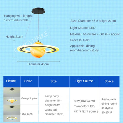 Garduru - Kinderbeleuchtung Planet Pendelleuchte Kinderzimmerlampe